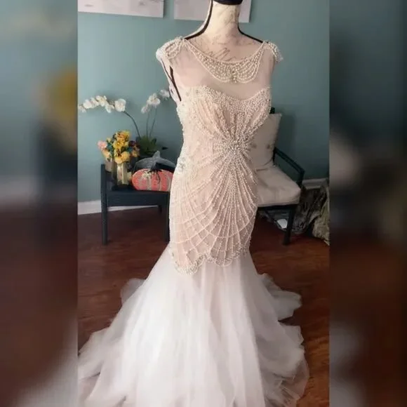 Sherri Hill mermaid wedding dress, pageant evening gown or prom dress - Picture 3 of 5